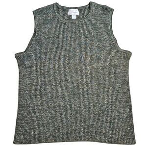 Grunge Chic Knit Tank Top 3X Green Fairy Forestcore Fairycore Beaded Sleeveless